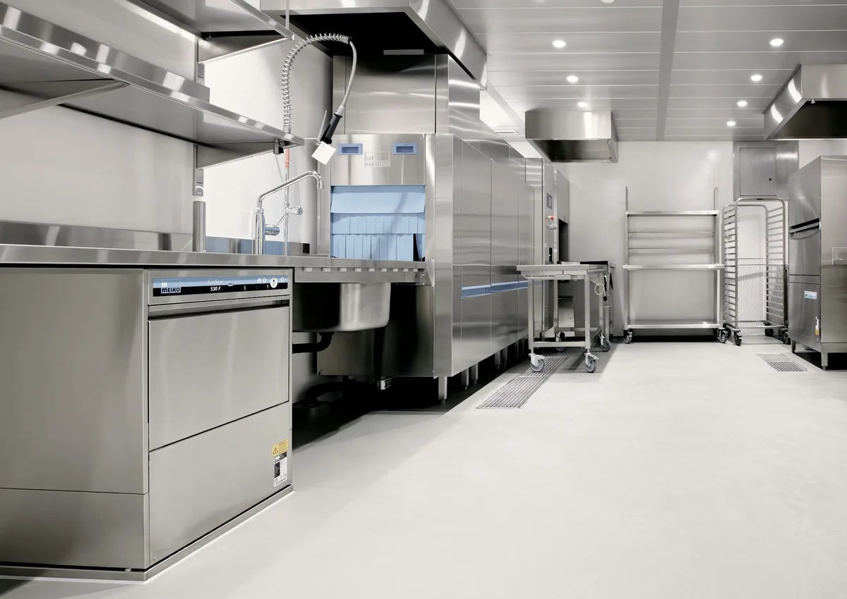 white and black wooden cabinet — professional food preparation environment